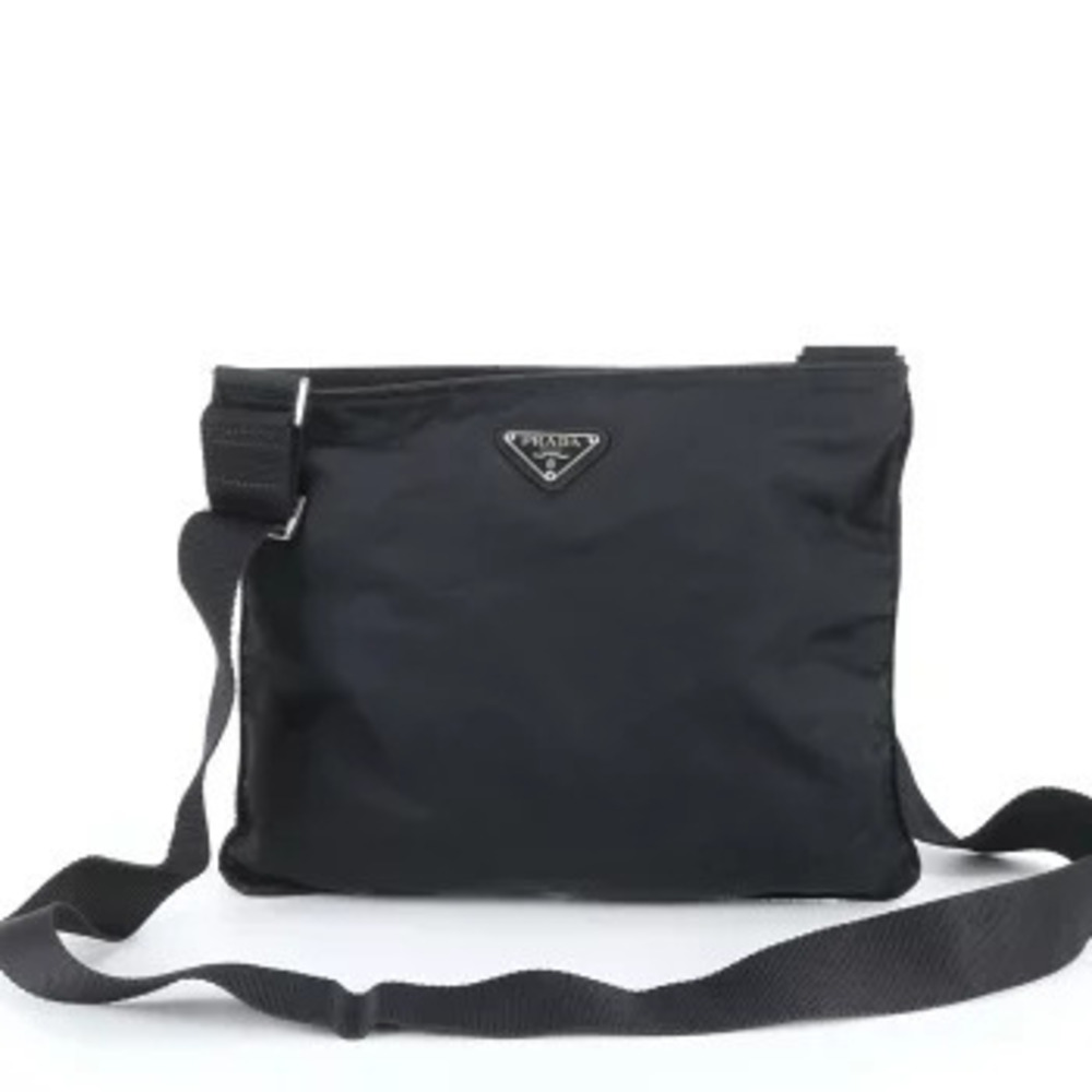 Prada Tessuto Triangle Messenger Crossbody Bag Blue